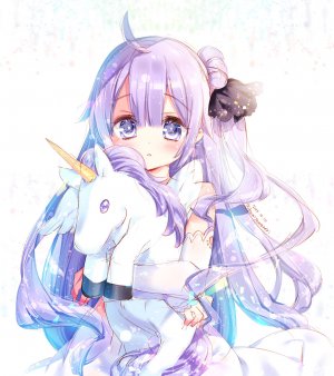 碧蓝航线,Unicorn,kamiya_maneki,长发,single,長身像,脸红,视线正对,前发,紫色眼,紫发,呆毛,可爱,少女