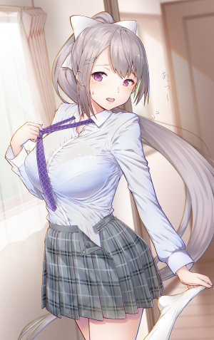 瓜硝子,夢咲楓,Nijisanji,bra,制服,脱衣,露点