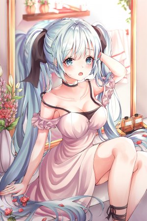 pippin_sol,初音ミク,VOCALOID,cleavage,连衣裙,掀裙,夏装