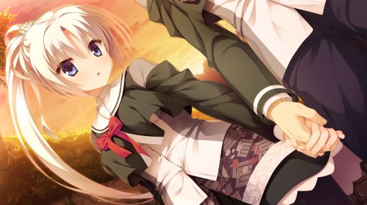 朝武芳乃,Yuzusoft,千恋万花,碧眼,长发,白发,游戏CG