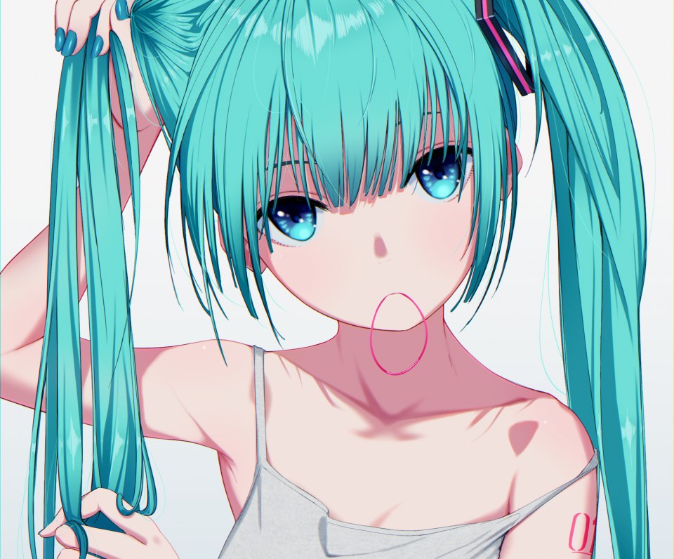 Bouen 初音ミク VOCALOID Tattoo 双马尾 クローズ Cropped