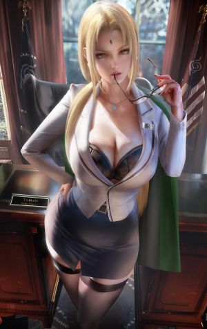 sakimichan,tsunade,naruto_shippuden,bra,lingerie,眼鏡,长筒袜,丝袜