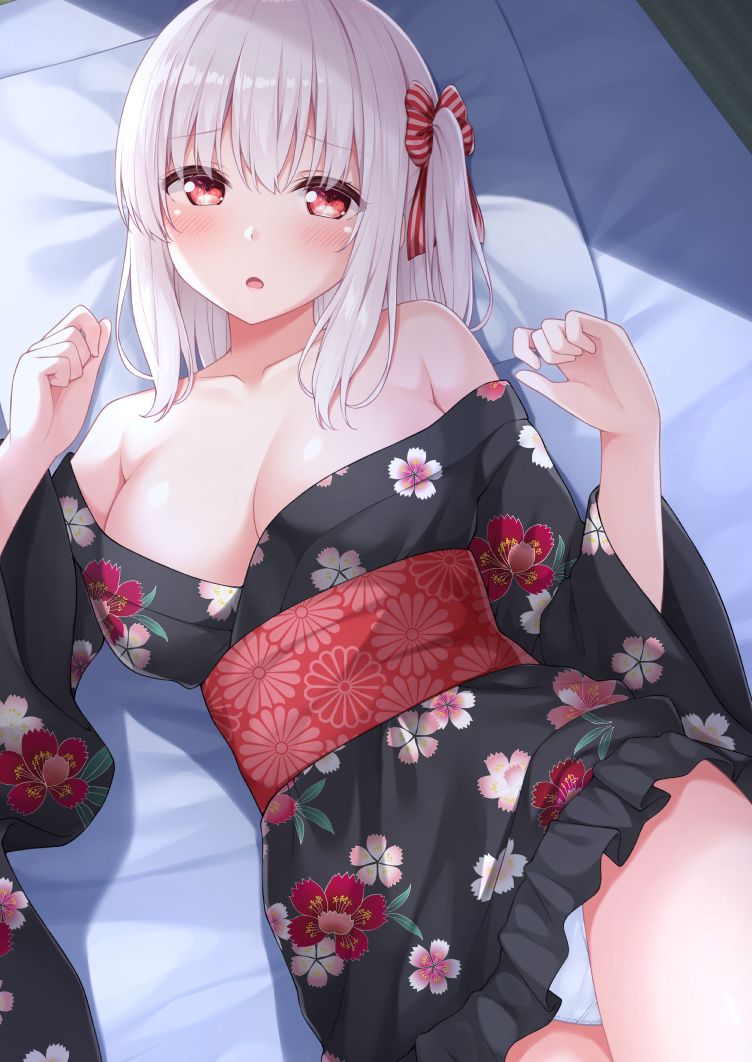 Karutamo ティッシュちゃん 原创 露肩 Breasts Cleavage 和服 视线正对