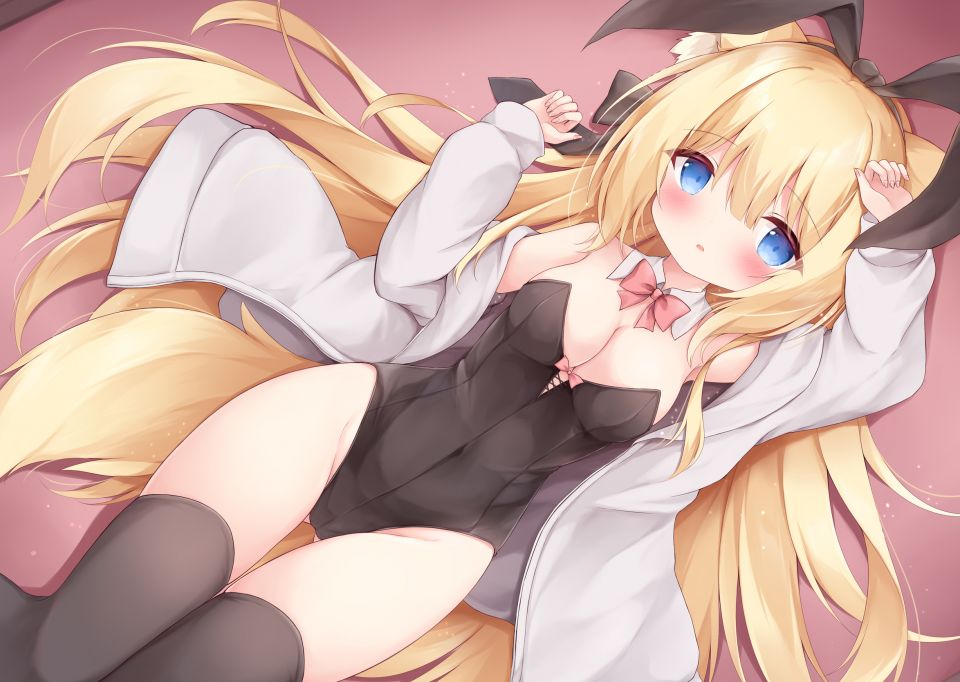 Mochizuki_Riku 原创 兽耳 金发 碧眼 脸红 Breasts 兔耳