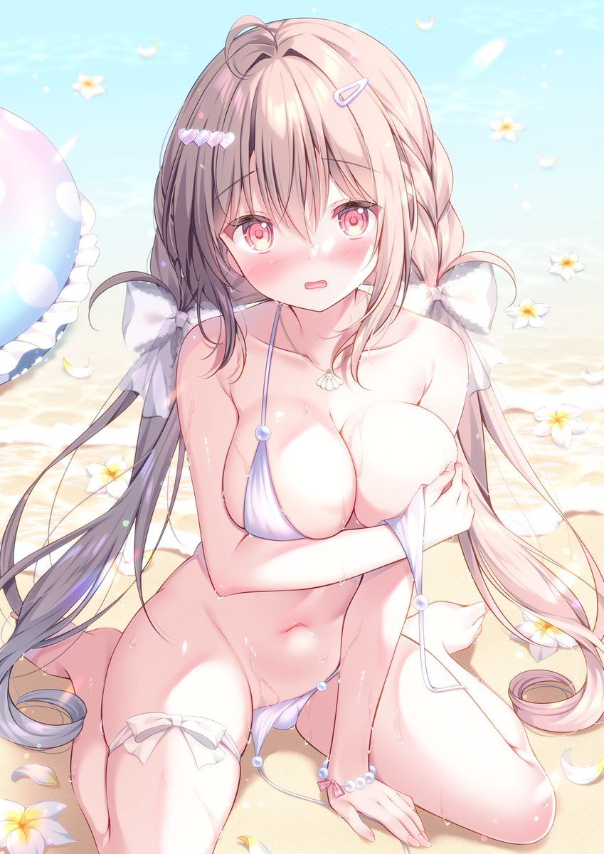 原创 わたがしゆい 海滩 脸红 手镯 Breasts 茶发 Cleavage