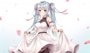pippin_sol,初音ミク,VOCALOID,连衣裙,掀裙,Stockings,黑丝