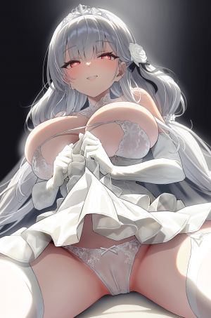 碧蓝航线,斯库拉,scylla,classic,single,长发,長身像,视线正对,前发,脸红,breasts,笑顔,红色眼,坐姿,银发,张腿,露出,少女,连衣裙,手套,下着,胖次,長手袋,头饰