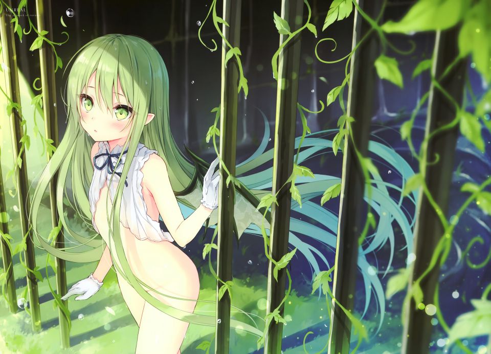 Rurudo 原创 手套 Green 绿色眼 绿发 长发 Nopan