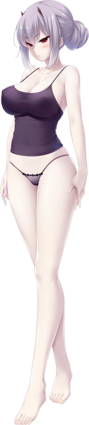 choco_chip,shirakomachi_akane,atelier_kaguya,游戏CG,裸足,脸红,胸部,全身,长发,No-Bra,胖次,红色眼,衬衫,银发,笑顔,single,下着