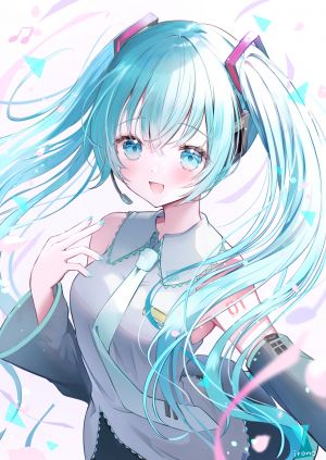 初音ミク,VOCALOID,irono1910,长发,视线正对,開口,衬衫,短裙,笑顔,single,双马尾,超长发,白背景