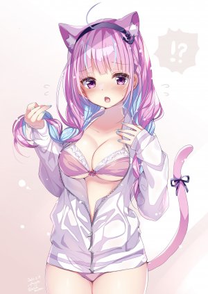 湊あくあ,Hololive,兽耳,bra,猫耳,胖次