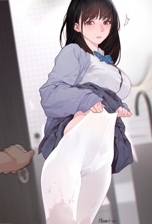 原创,hotumoyi,前发,黑发,脸红,胸部,棕色眼,cameltoe,巨乳,长发,长袖,视线正对,nopan,開いた口,黑丝,缎带,学校制服,衬衫,短裙,掀裙,制服,白丝