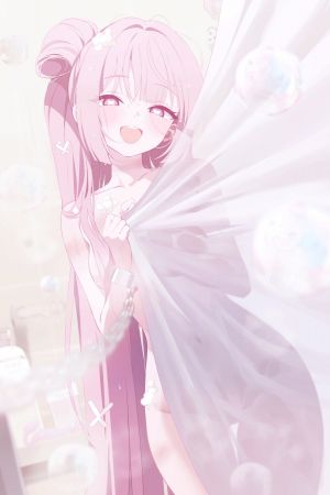 星塔旅人,deyui,直刘海,breasts,长发,视线正对,nude,张嘴,粉发,笑顔,single,超长发