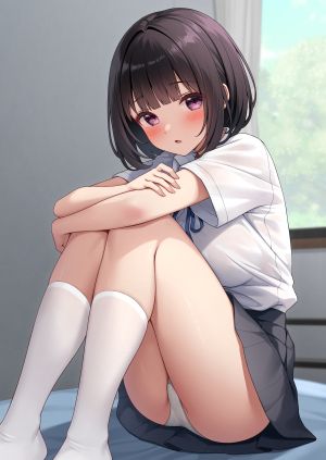 karutamo,井上優莉奈,胖次,看穿,制服,掀裙