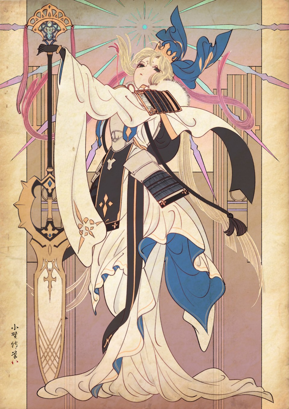 阿尔托莉雅·潘德拉贡 アルトリア・キャスター Fate/GrandOrder Fate系列 オノ・タコ 呆毛 装甲 金发