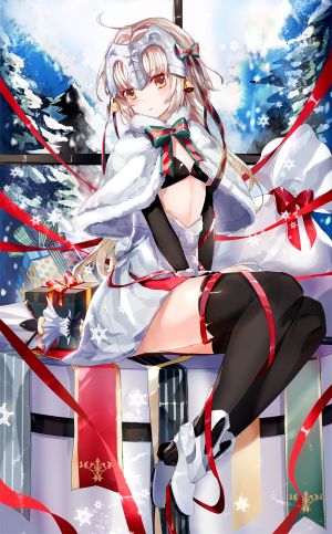 amatsukiryoyu,fate/grand_order,bra,圣诞节,cleavage,黑丝