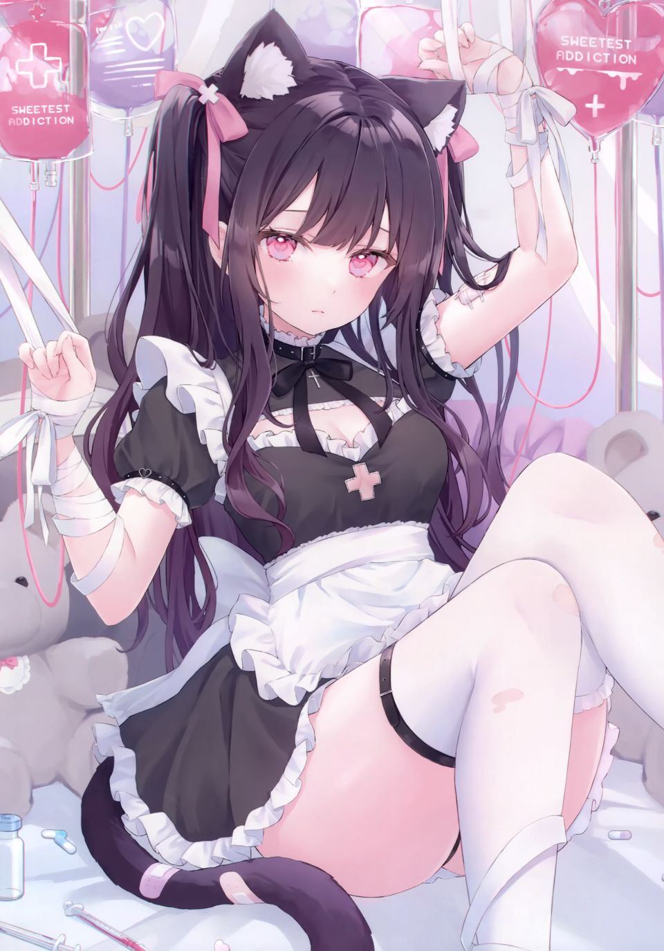 茶乃ひより 兽耳 绷带 创可贴 捆绑play Cleavage Garter 女仆