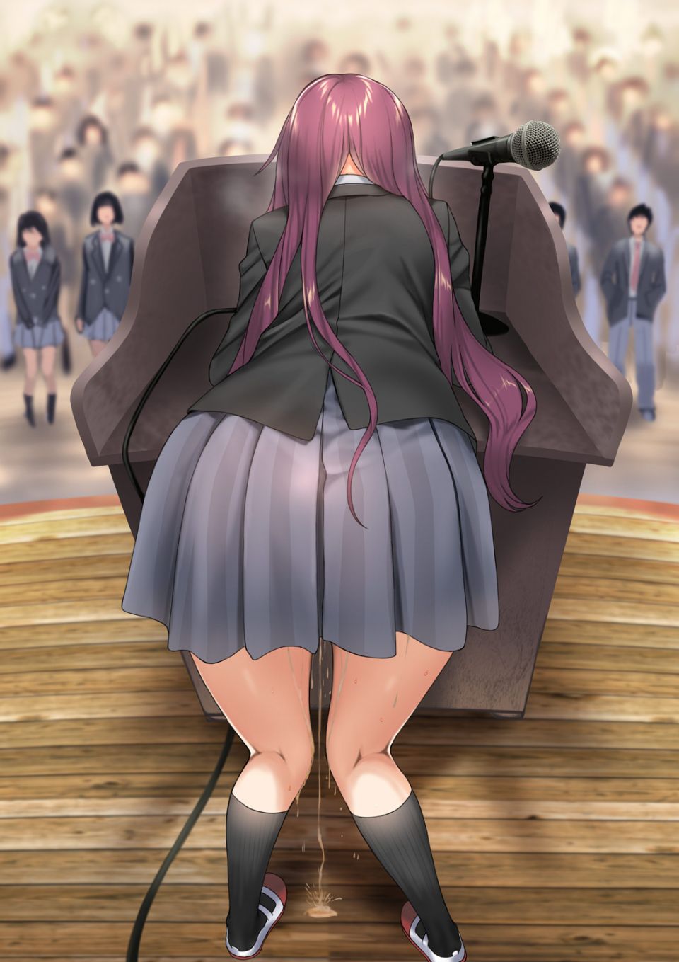 原创 Aldehyde Kneehighs 长发 长袖 迷你短裙 紫发 学校制服