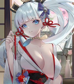 qiyueban,神里綾華,原神,和服,No-Bra